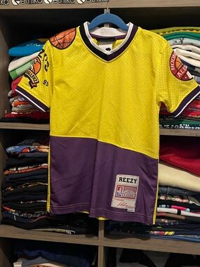 The Bondocks Kids' s(8). Yellow & Purple Basketball Jersey Top